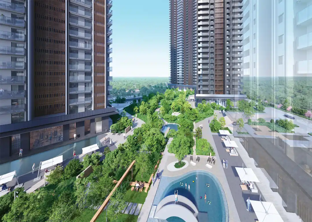 Aerial view of amenities